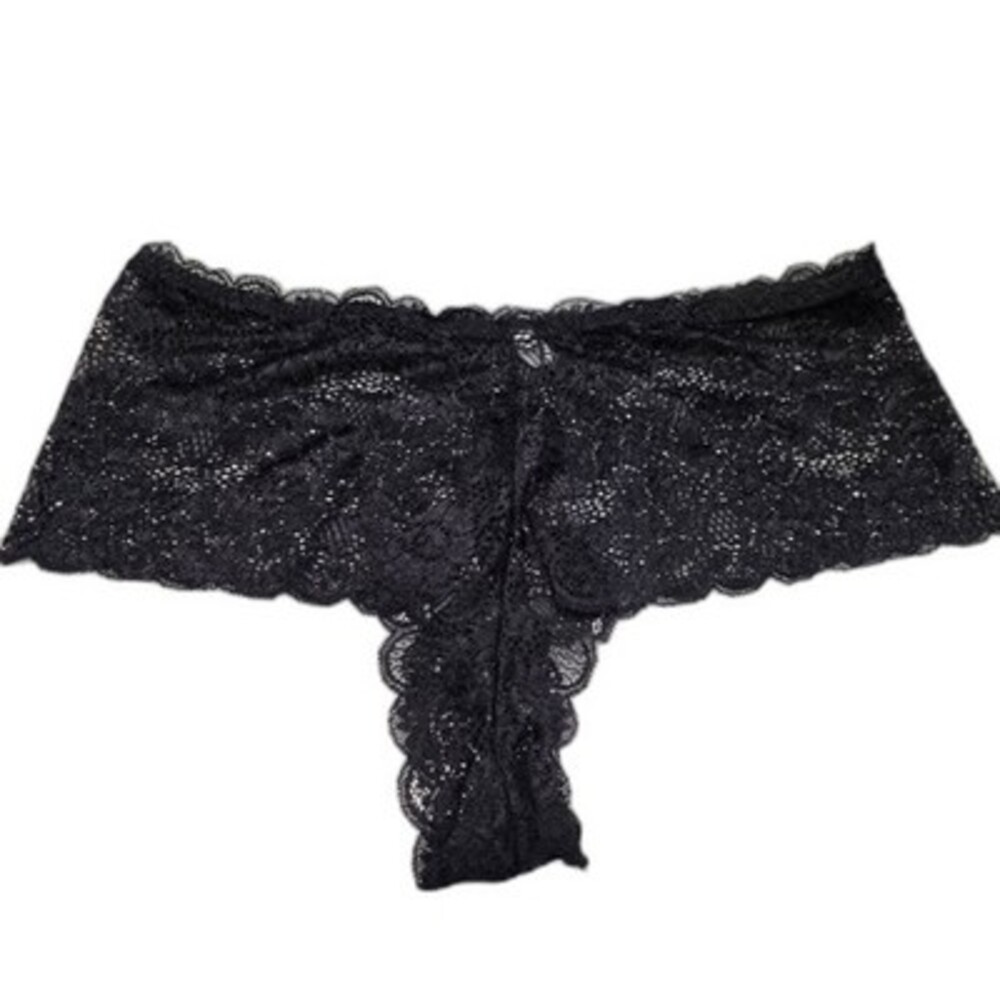 NWT Womens Plus Panty 4XL Black Sexy Cheeky Lace Stretch Sheer Panties